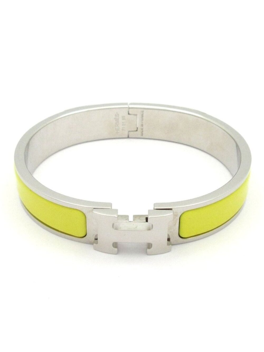 Hermes Bangle Clic H Silver Yellow Bracelet
